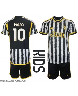 Günstige Juventus Paul Pogba #10 Heimtrikotsatz Kinder 2023-24 Kurzarm (+ Kurze Hosen)